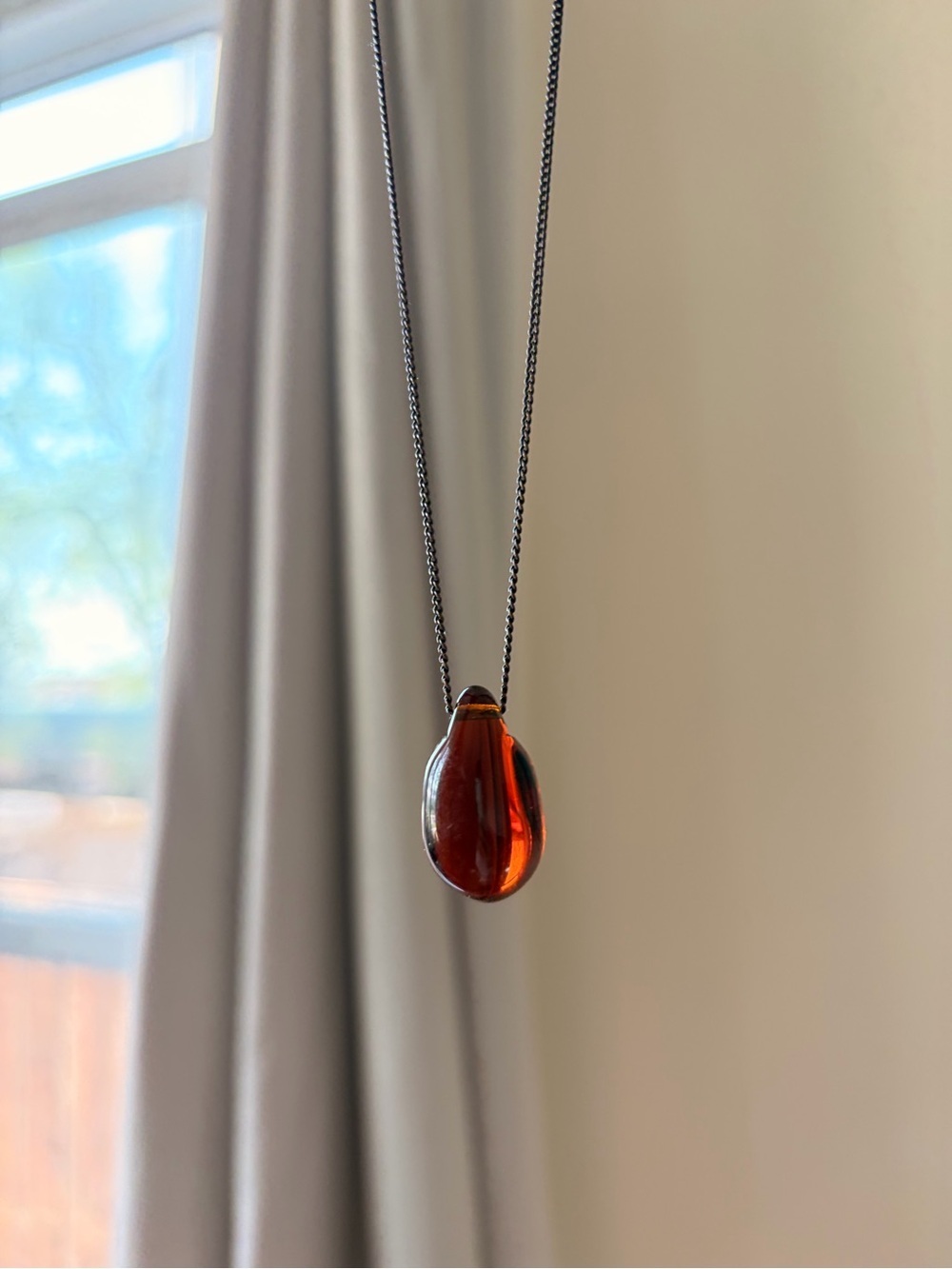 Teardrop Amber Pendant Necklace - Picture 2 of 3